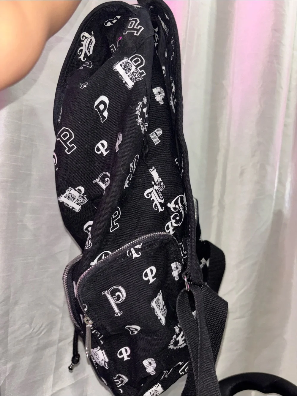 PINK Victoria's Secret Black Canvas Backpack with Pink Logo Print